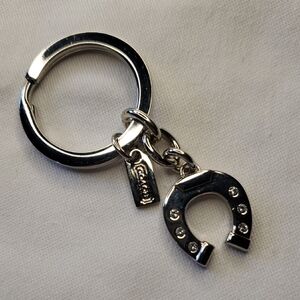 Coach Silver-tone Rhinestone Horseshoe Key Ring